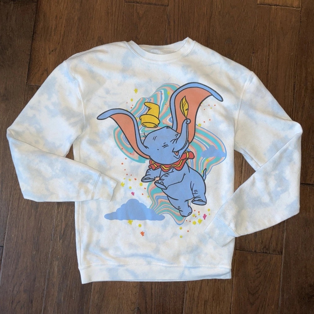 Disney Flying Dumbo‎ Sweatshirt Women's Size Small Elephant Double Sided